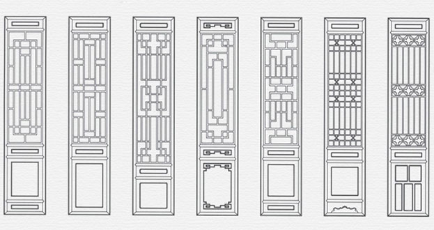 颍泉常用中式仿古花窗图案隔断设计图