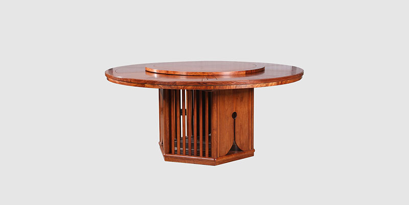 颍泉中式餐厅装修天地圆台餐桌红木家具效果图